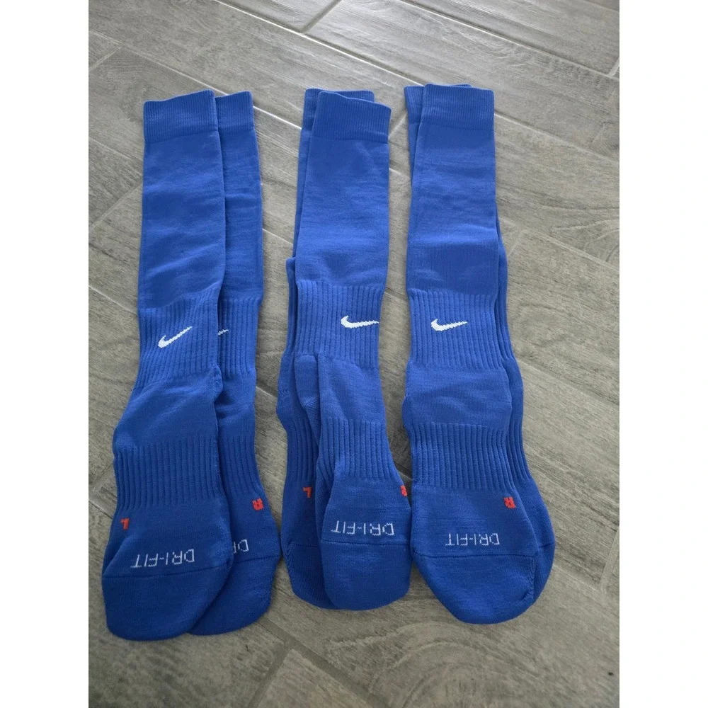 Nike Dri-FIT Athletic Socks 3 Pairs Royal Blue Over The Calf Cushioned Mens
